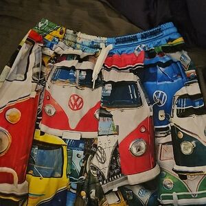 Colorful Volkswagen Bus Print Shorts